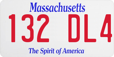 MA license plate 132DL4