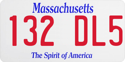 MA license plate 132DL5