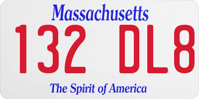MA license plate 132DL8