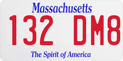 MA license plate 132DM8