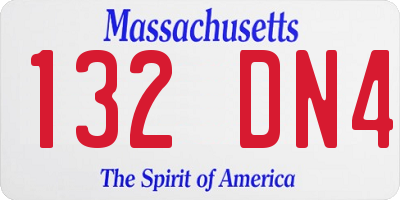 MA license plate 132DN4