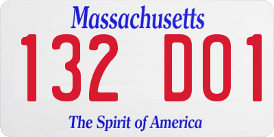 MA license plate 132DO1