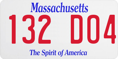 MA license plate 132DO4