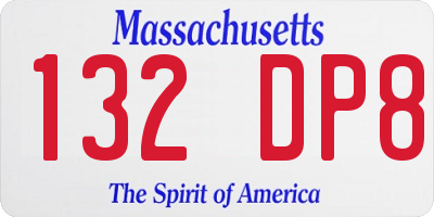 MA license plate 132DP8