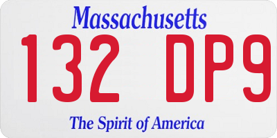 MA license plate 132DP9