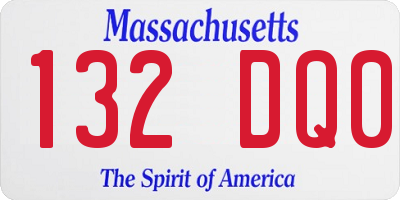 MA license plate 132DQ0