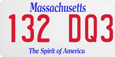 MA license plate 132DQ3