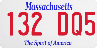 MA license plate 132DQ5