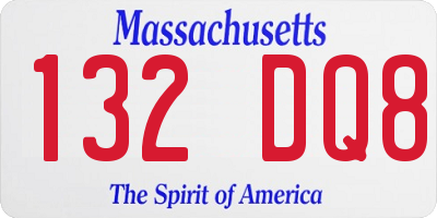 MA license plate 132DQ8