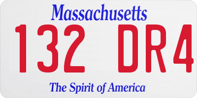 MA license plate 132DR4