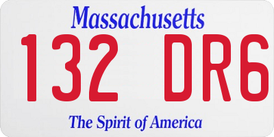 MA license plate 132DR6