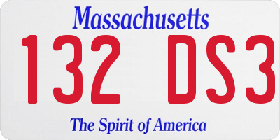 MA license plate 132DS3