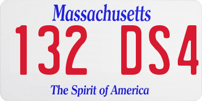 MA license plate 132DS4