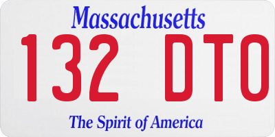 MA license plate 132DT0