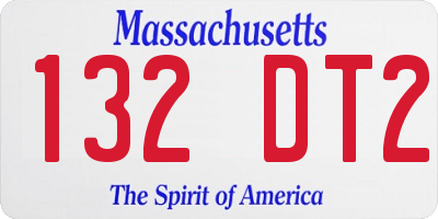 MA license plate 132DT2