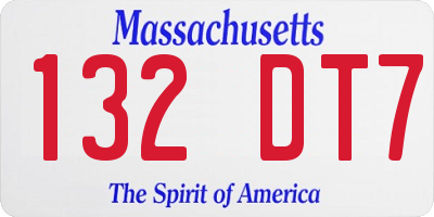 MA license plate 132DT7