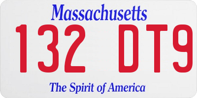 MA license plate 132DT9