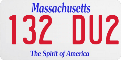MA license plate 132DU2