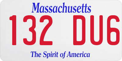 MA license plate 132DU6