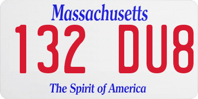 MA license plate 132DU8