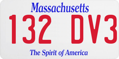 MA license plate 132DV3