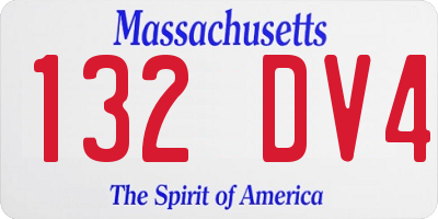 MA license plate 132DV4