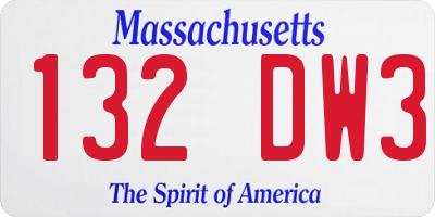 MA license plate 132DW3