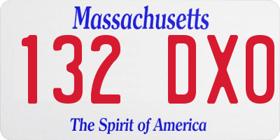 MA license plate 132DX0