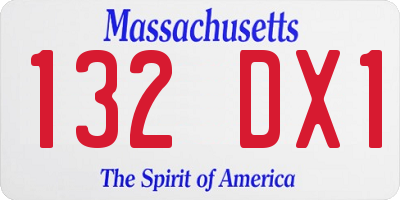 MA license plate 132DX1