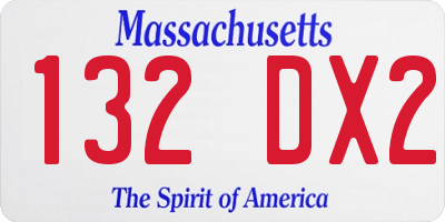 MA license plate 132DX2