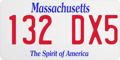 MA license plate 132DX5
