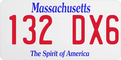 MA license plate 132DX6