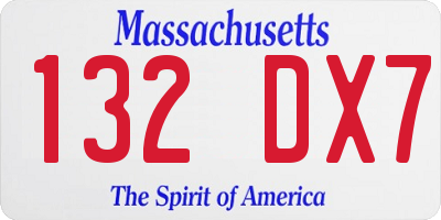 MA license plate 132DX7