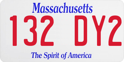 MA license plate 132DY2