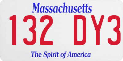 MA license plate 132DY3