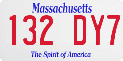 MA license plate 132DY7