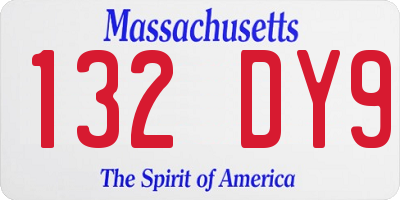 MA license plate 132DY9