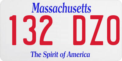 MA license plate 132DZ0