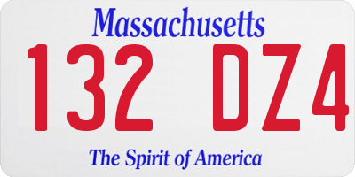 MA license plate 132DZ4