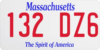 MA license plate 132DZ6