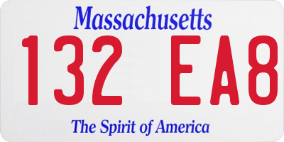 MA license plate 132EA8