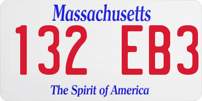 MA license plate 132EB3