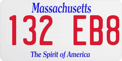 MA license plate 132EB8