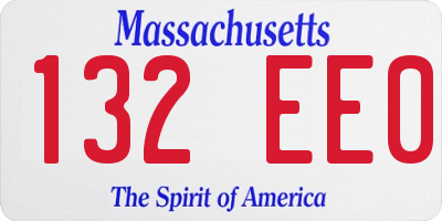 MA license plate 132EE0