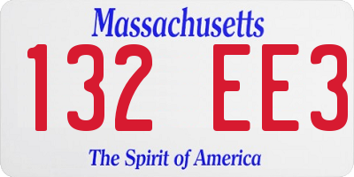 MA license plate 132EE3