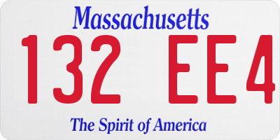 MA license plate 132EE4