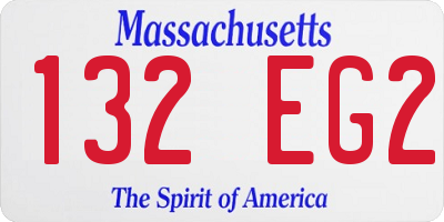 MA license plate 132EG2