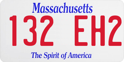 MA license plate 132EH2