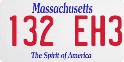 MA license plate 132EH3