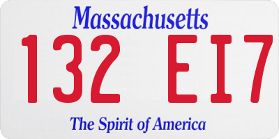 MA license plate 132EI7